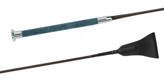 値下げ！！本革　一本鞭 全長およそ195cm 乗馬用レザーグリップ短鞭（黒ブラック） SWA1 ショートムチ